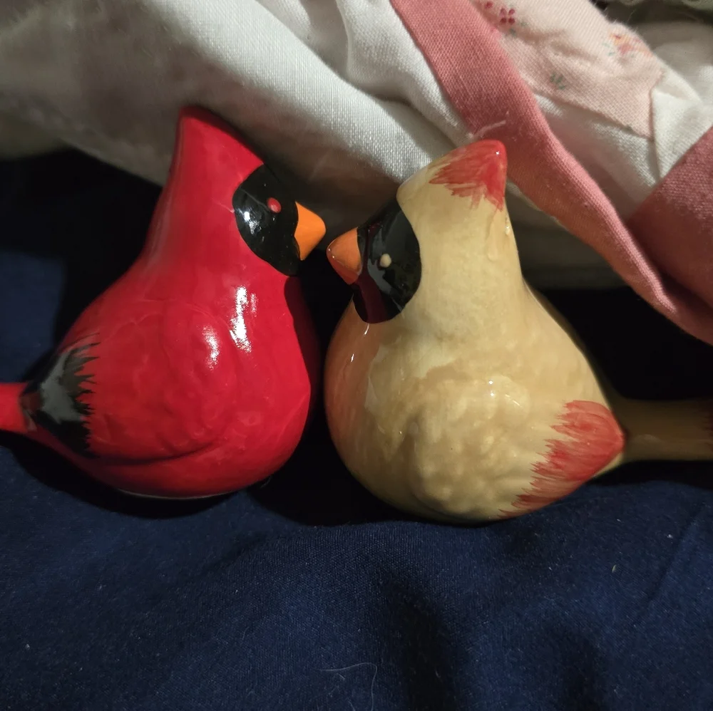 Ceramic Bird Figurines - Red and Yellow Salt And Pepper Shakers